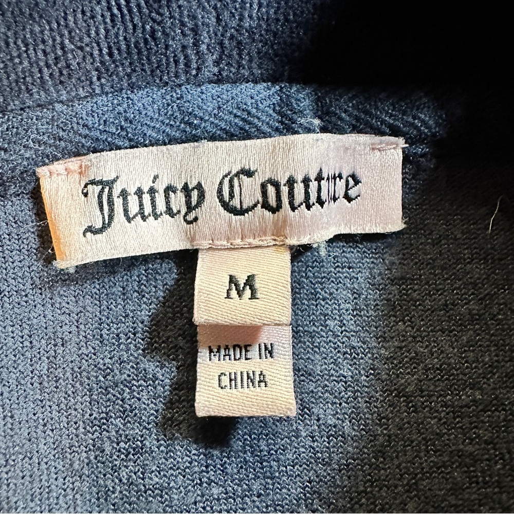 Juicy Couture Velour Full Zip Hoodie Women’s M Navy Blue Cozy Lounge‎ Y2K - Picture 5 of 11